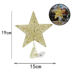 Estrela LED de Ferro para Topo de Árvore de Natal com Fio de Cobre