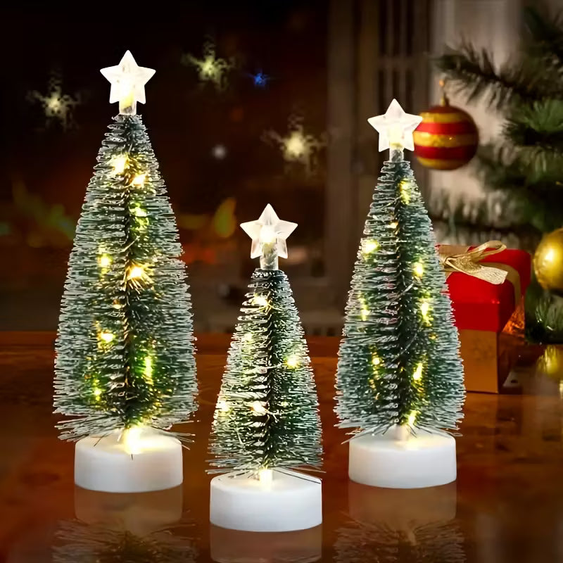 3 Árvores de Natal LED com Fio de Cobre - 16, 19 e 21 cm