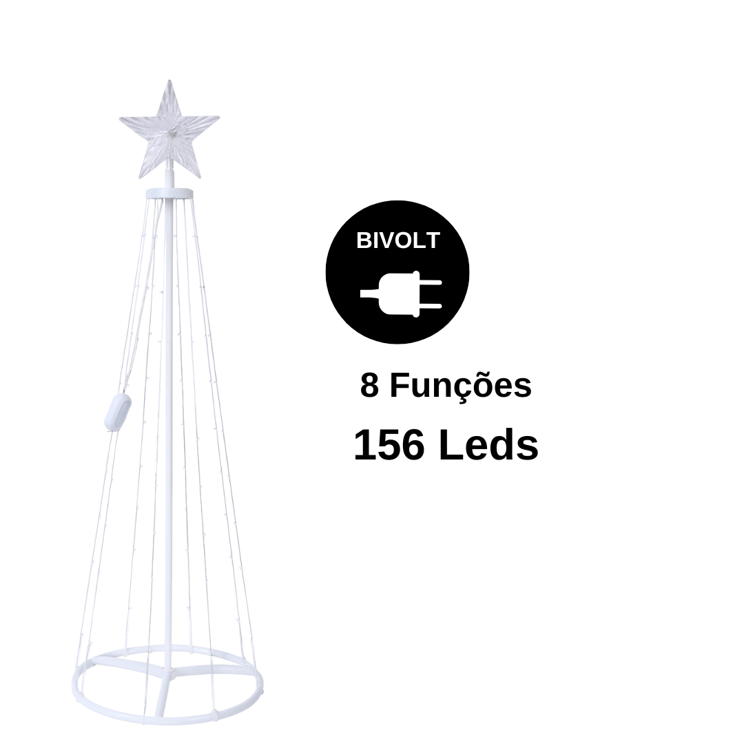 Árvore de Natal LED Jardim 1,5m e 2,2m Bivolt – Luz Branco Quente