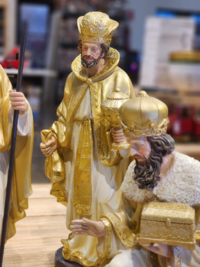 Presépio Sagrada Família Dourado - 11 Peças em Resina | 20cm, 33cm e 48cm