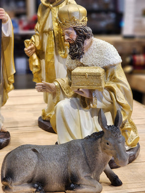 Presépio Sagrada Família Dourado - 11 Peças em Resina | 20cm, 33cm e 48cm