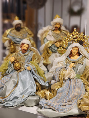 Presépio Sagrada Família Azul - 4 Peças em Resina | 28cm e 45cm