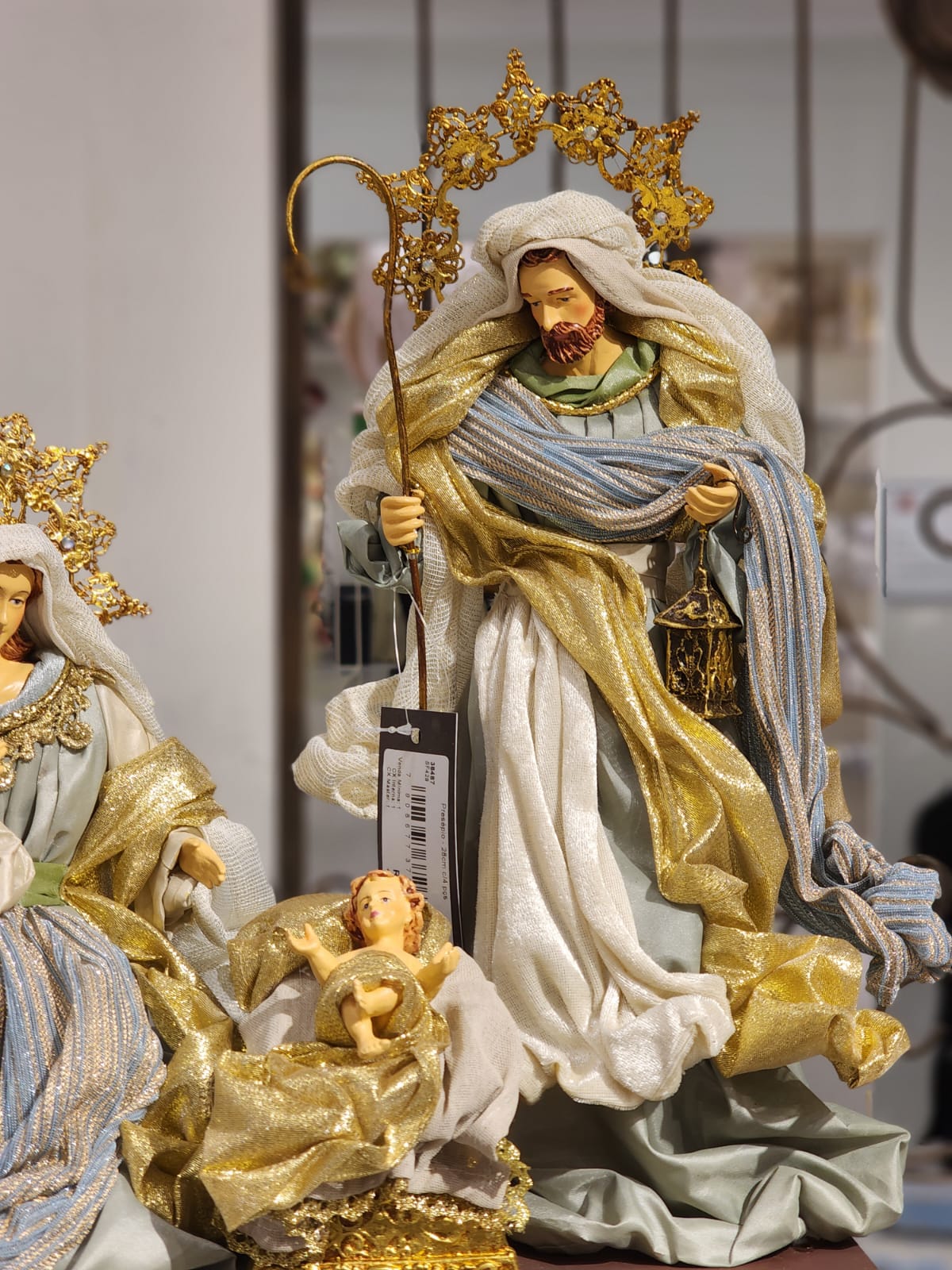 Presépio Sagrada Família Azul - 4 Peças em Resina | 28cm e 45cm