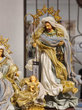 Presépio Sagrada Família Azul - 4 Peças em Resina | 28cm e 45cm