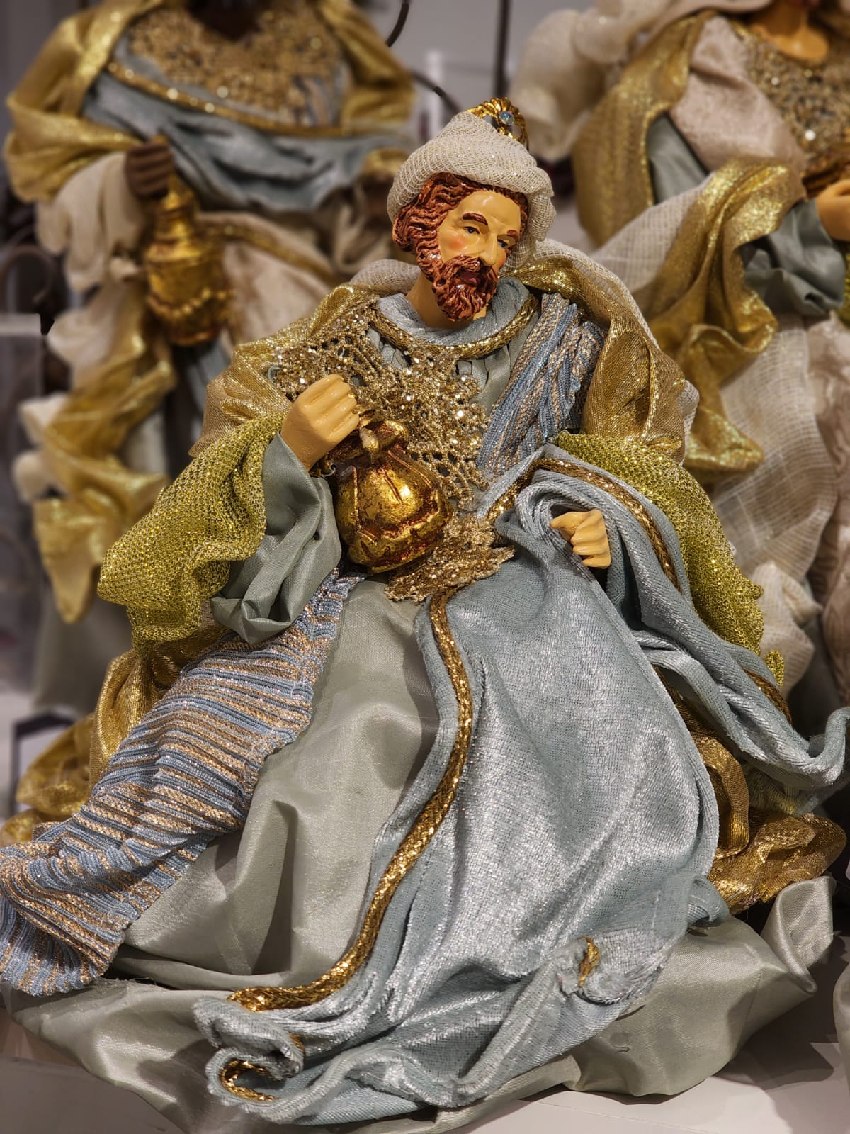 Presépio Sagrada Família Azul - 4 Peças em Resina | 28cm e 45cm