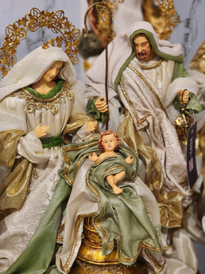 Presépio Sagrada Família Verde - 4 Peças em Resina | 28cm e 45cm